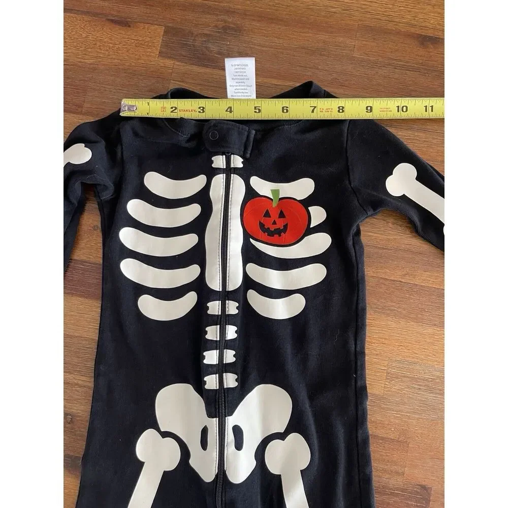 Gymboree Skeleton Body Suit‎ Halloween  Pumpkin Heart Size 2T